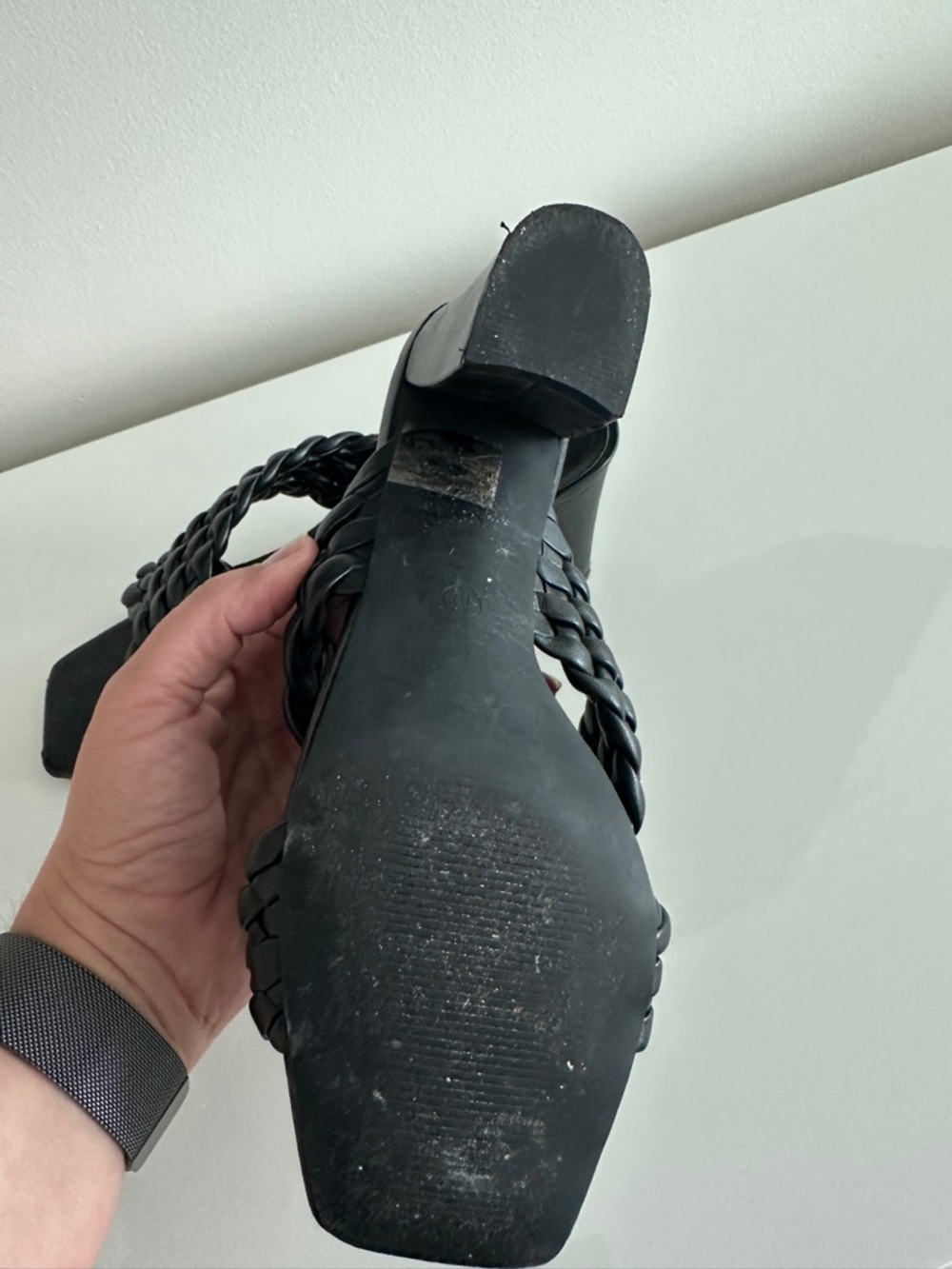 Anne Klein Black Braided Slide Heels - Picture 3 of 3